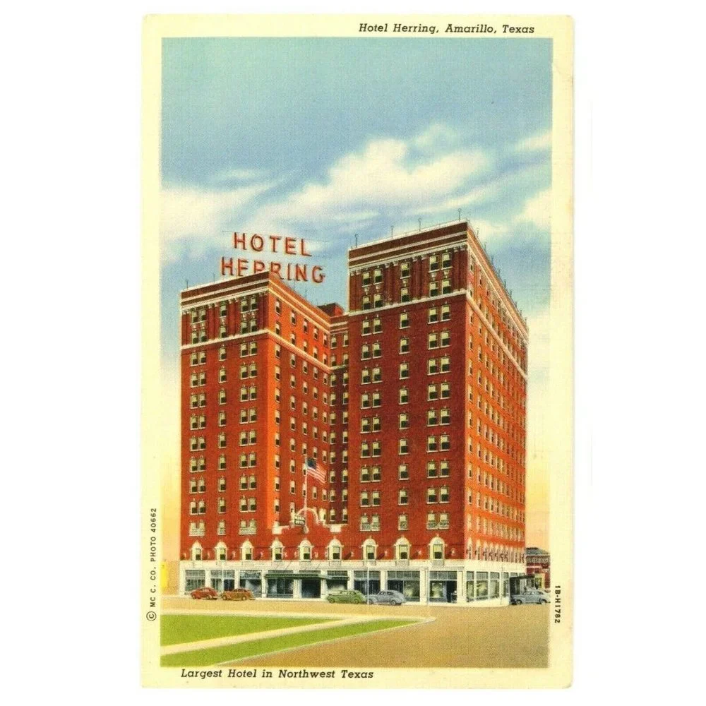 Vintage Postcard Amarillo Texas Hotel Herring‎ Travel Motel USA Unposted